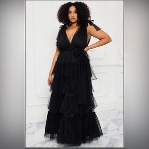 Fashion Nova Nya Tulle Maxi Dress Size L - Black